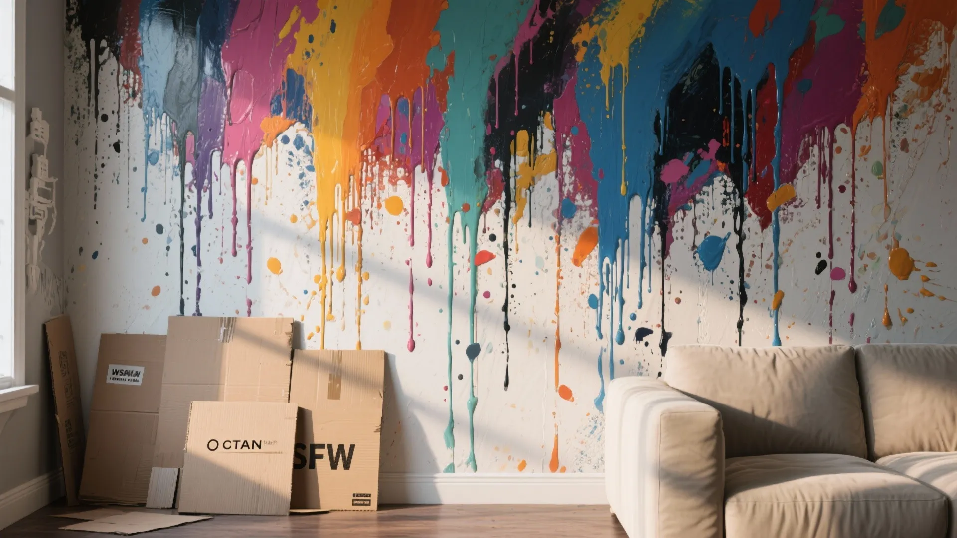 1. Accent Splash Wall with Drip Technique