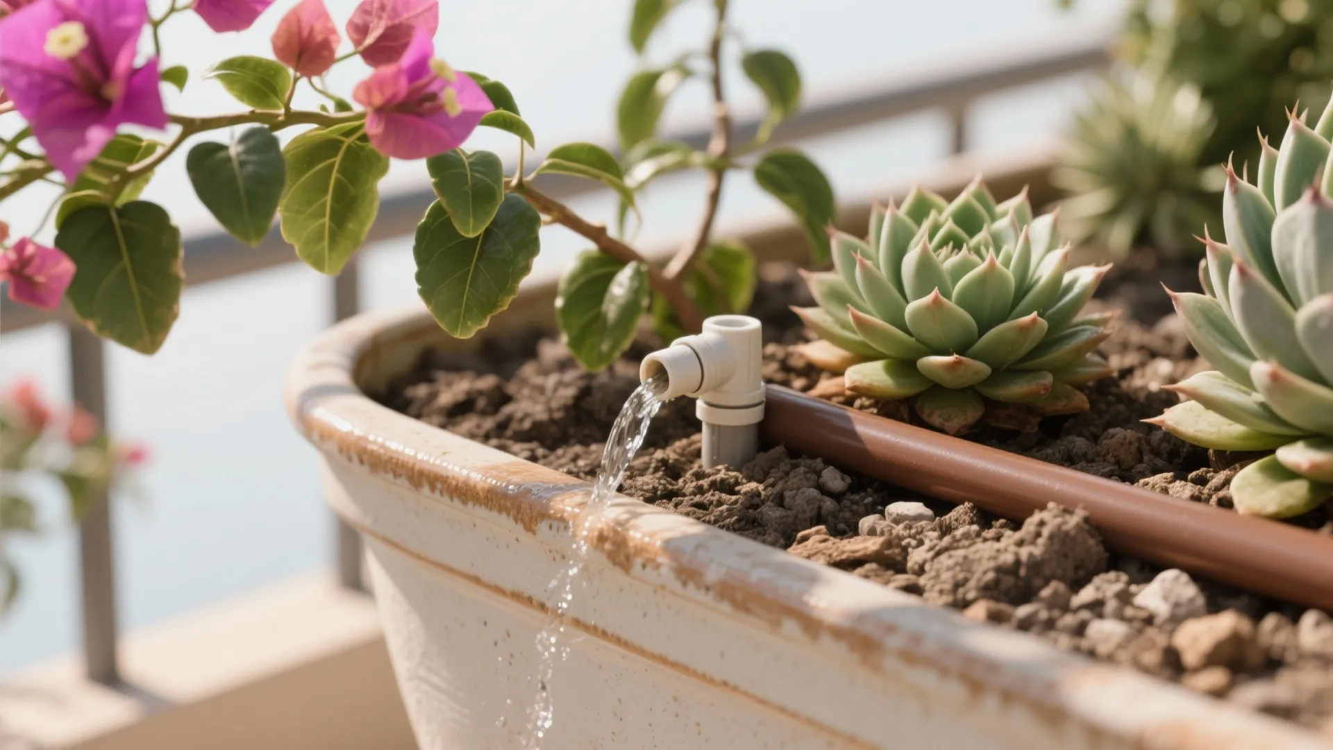 Desert-hardy greenery and smart irrigation