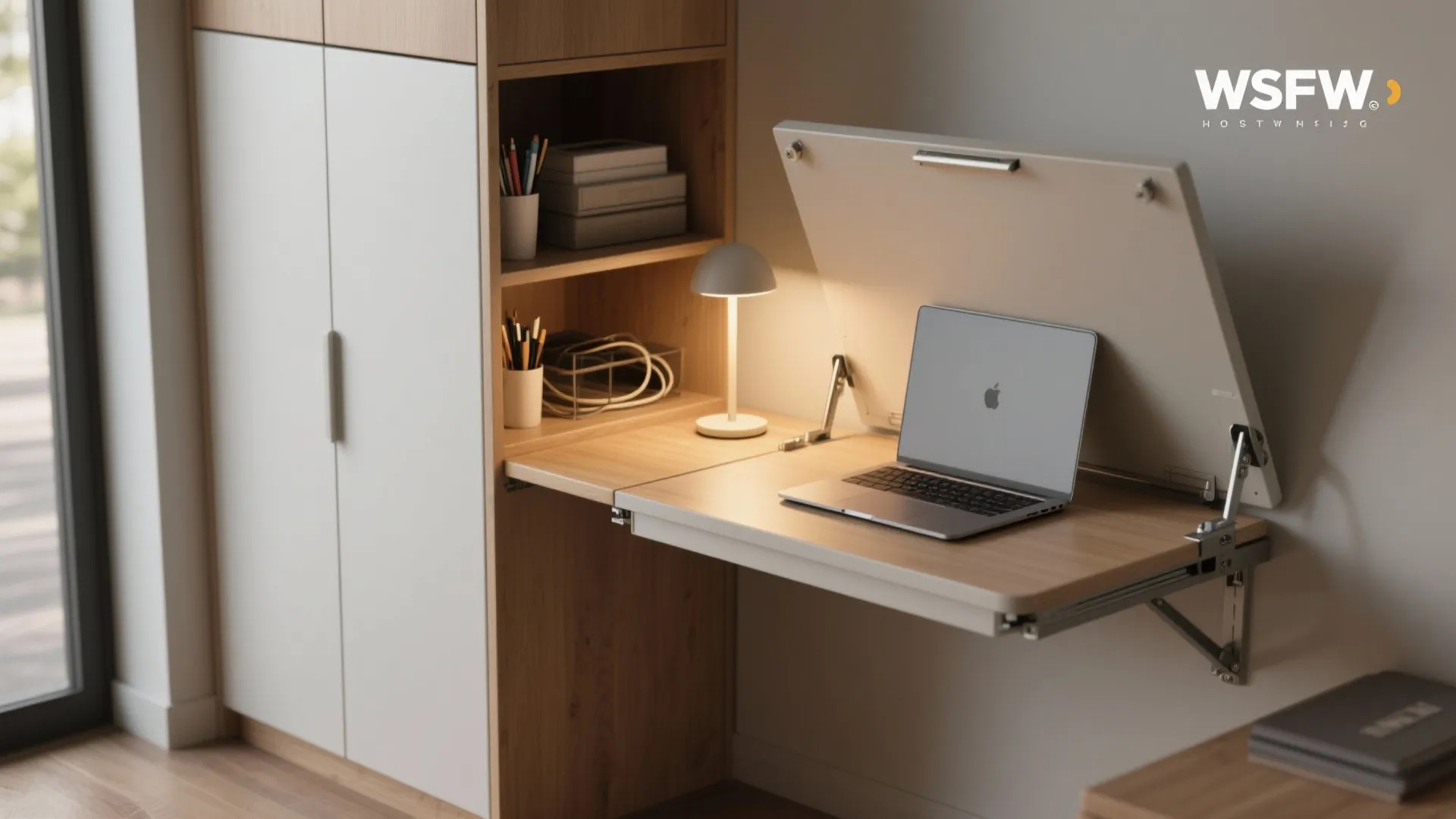 Dual-Purpose Cabinet with Drop-Down Door or Fold-Out Desk