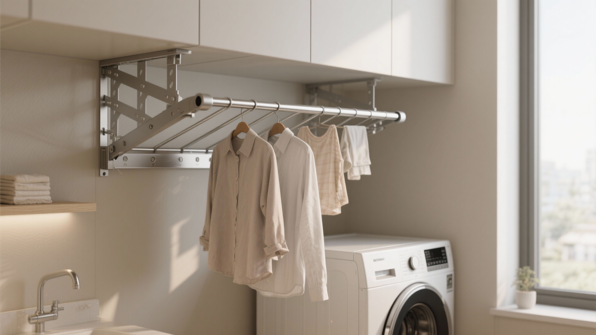 Small Laundry Room Hanging Ideas When Floor Space Is Gone