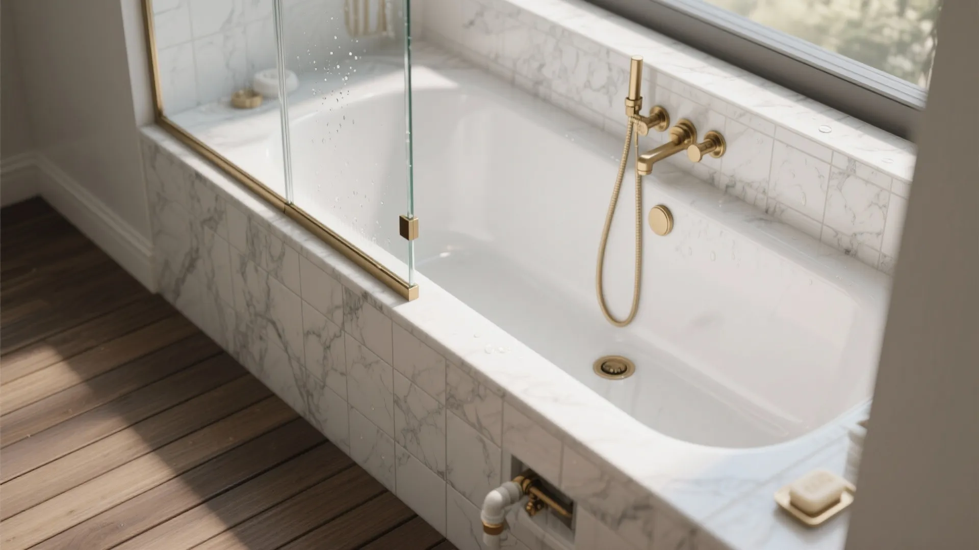 2. Drop-in Soaker with Glass Shower Screen