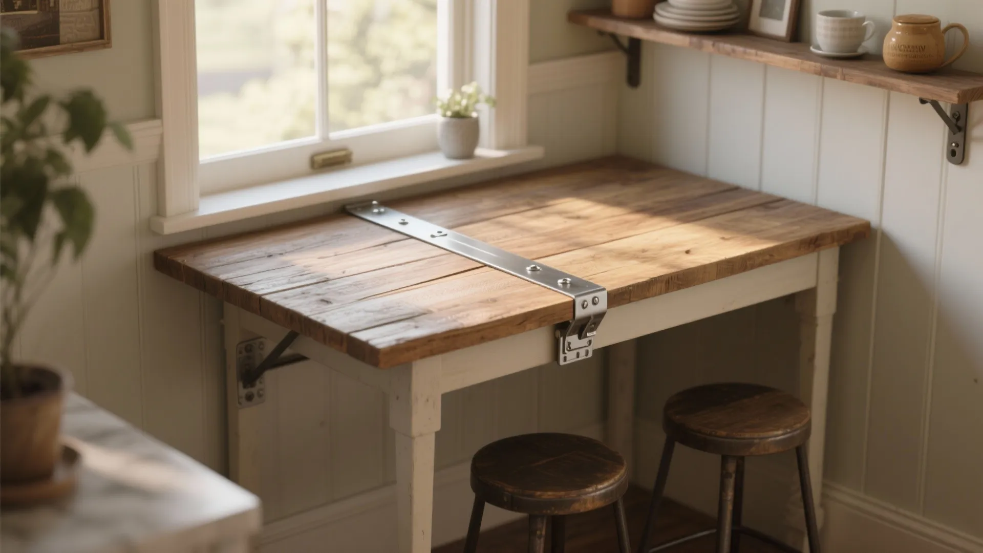 2. Wall-mounted drop-leaf with a removable center leaf