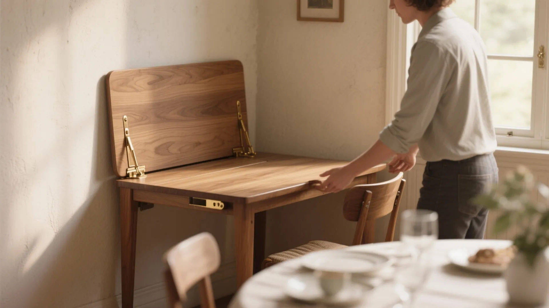 1. Drop-leaf table that tucks away