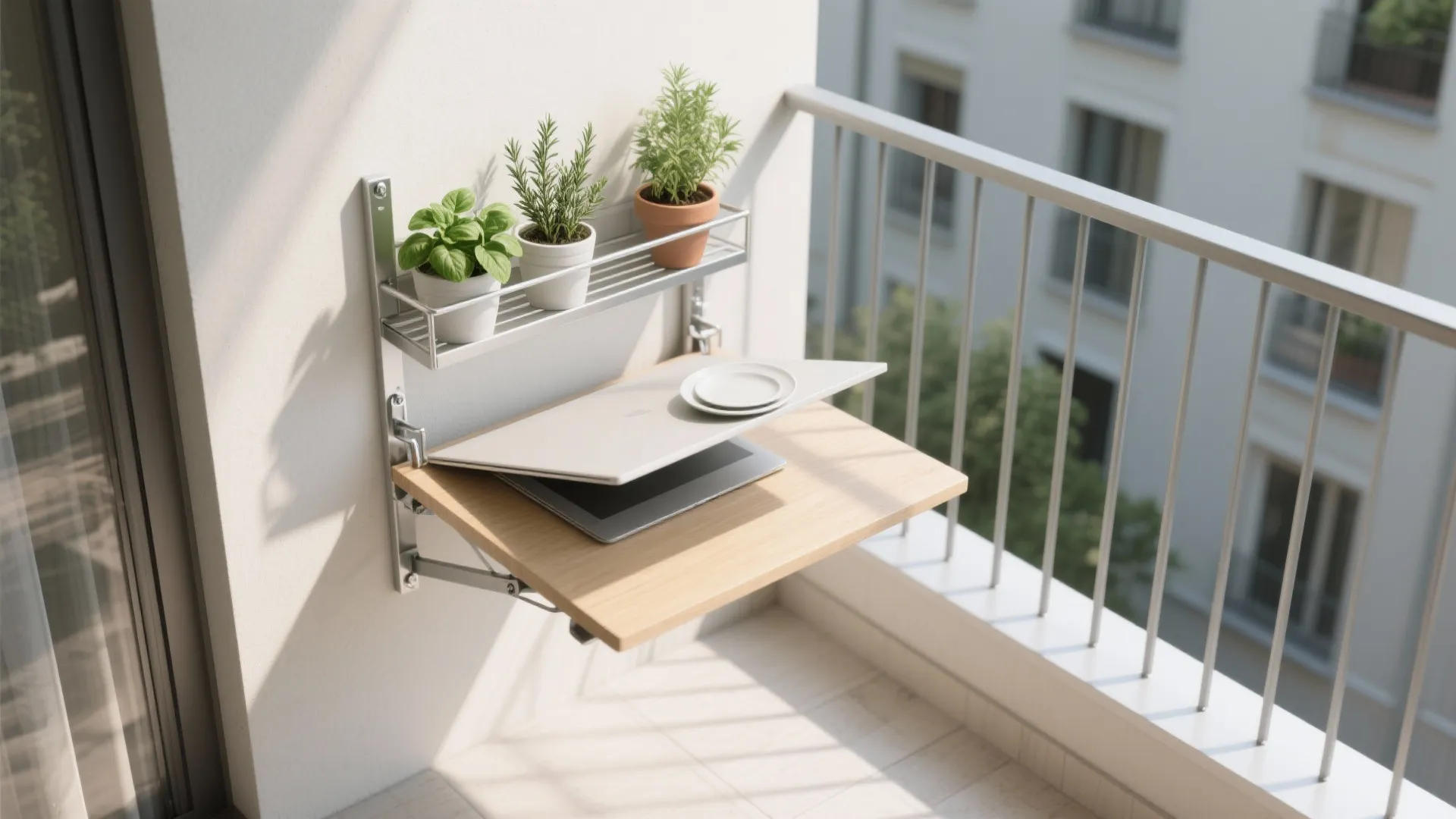 Wall-Mounted Drop-Leaf That Doubles as a Plant Shelf