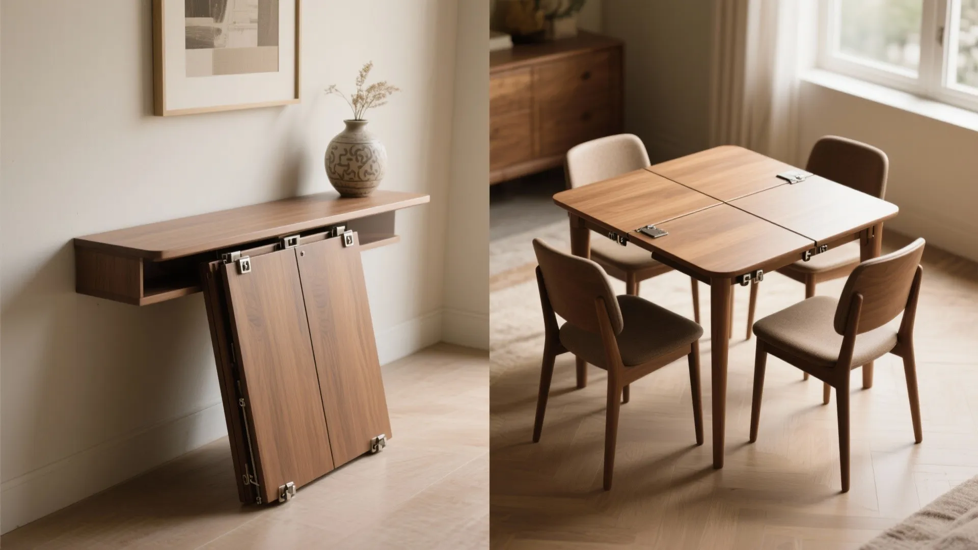 2. Drop-Leaf Square That Adapts