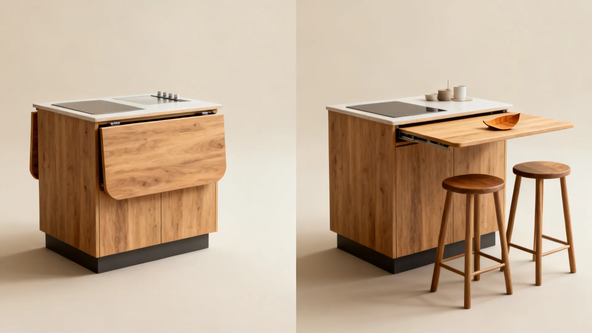 Drop-leaf counter for micro apartments