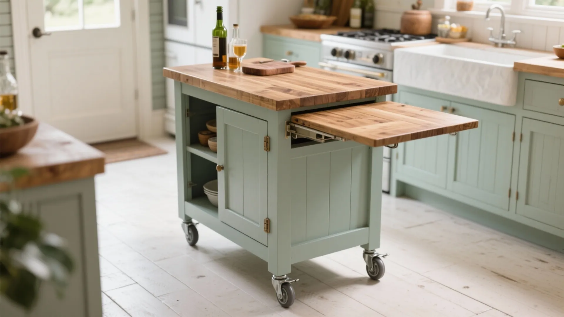 4. Mobile Island or Drop-Leaf Cart