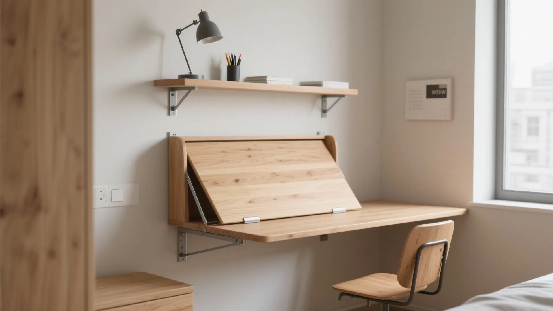 1. Wall-Mounted Drop-Leaf Desk