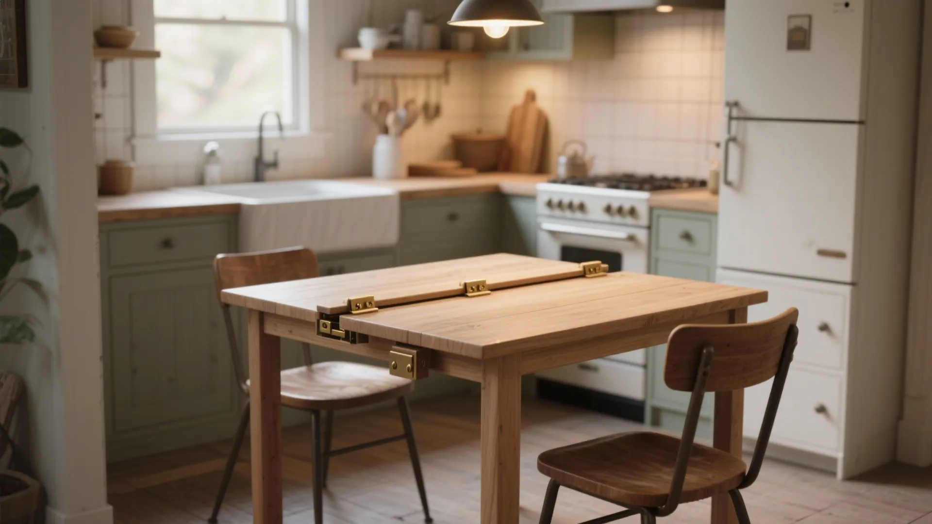 Drop-leaf narrow dining table