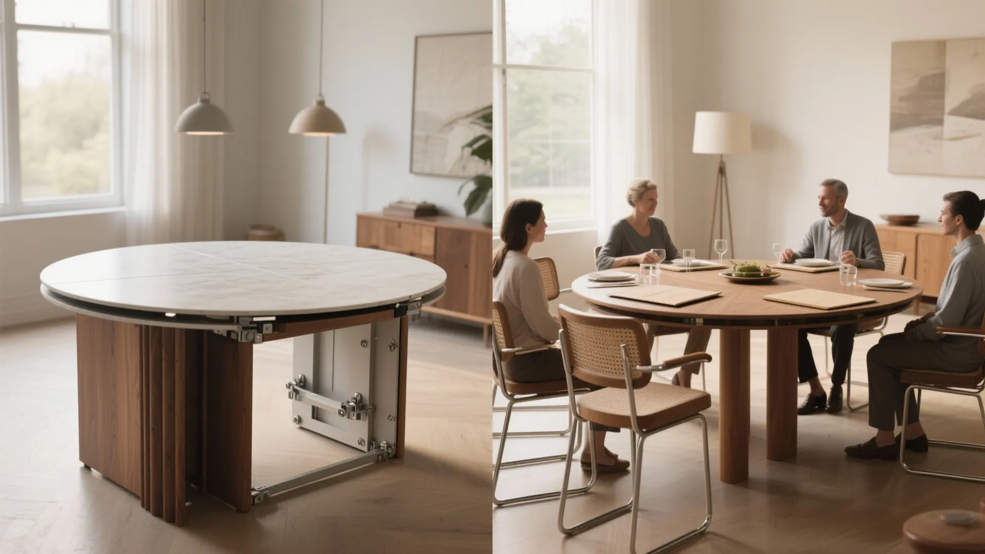 4. Drop-leaf or expandable round tables: flex when needed