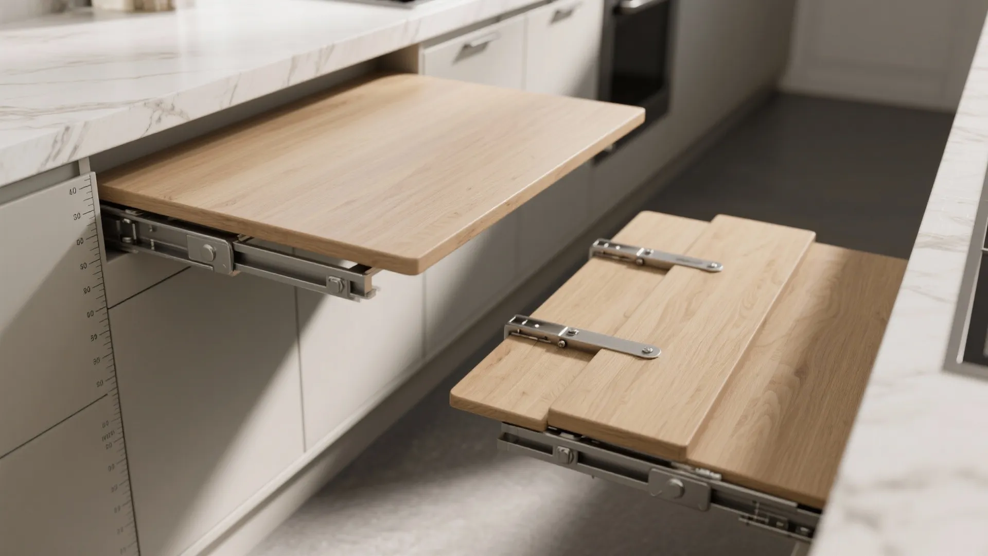 3. Fold-down drop-leaf island for tiny kitchens