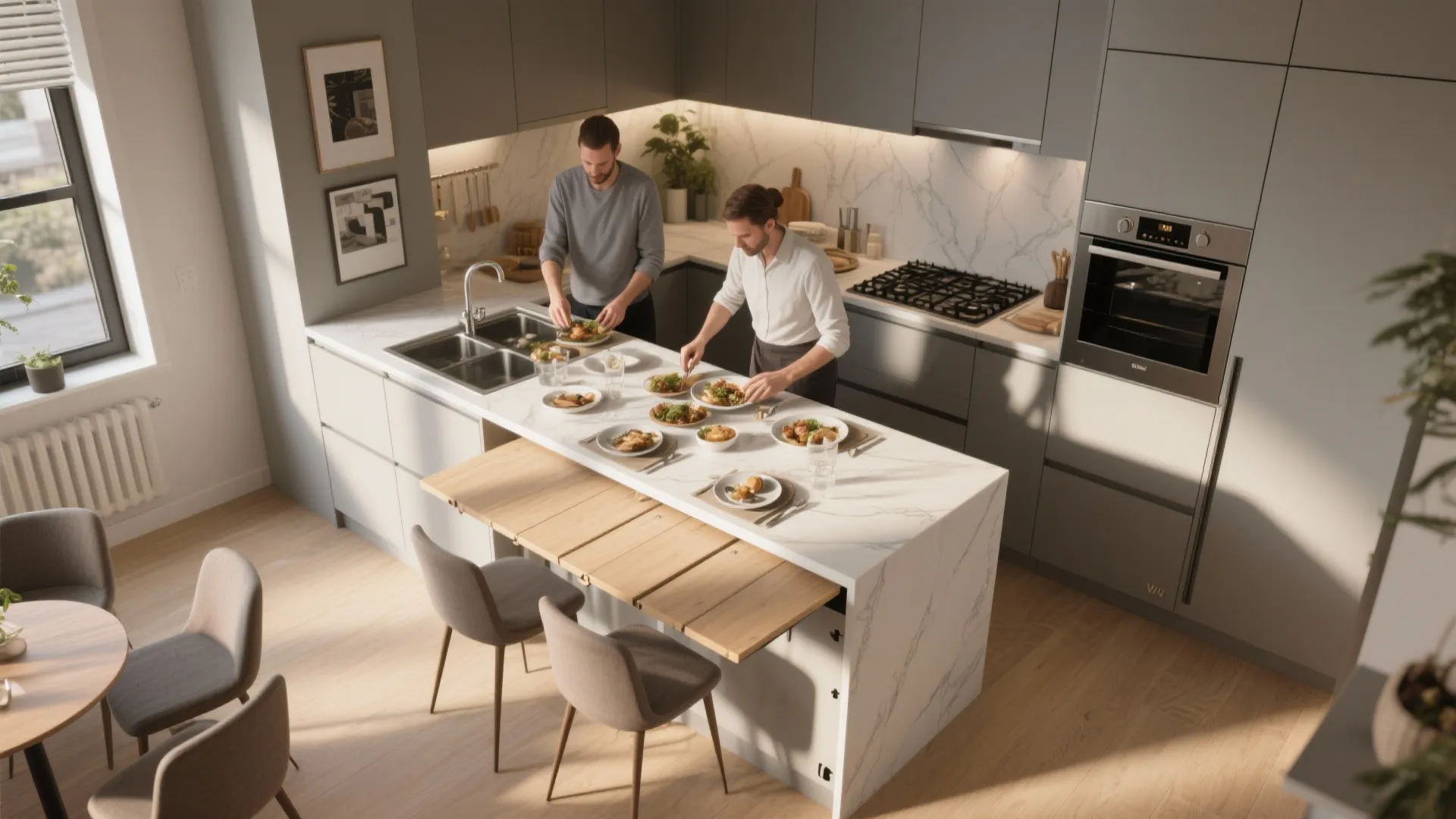 3. Drop-leaf or fold-out island