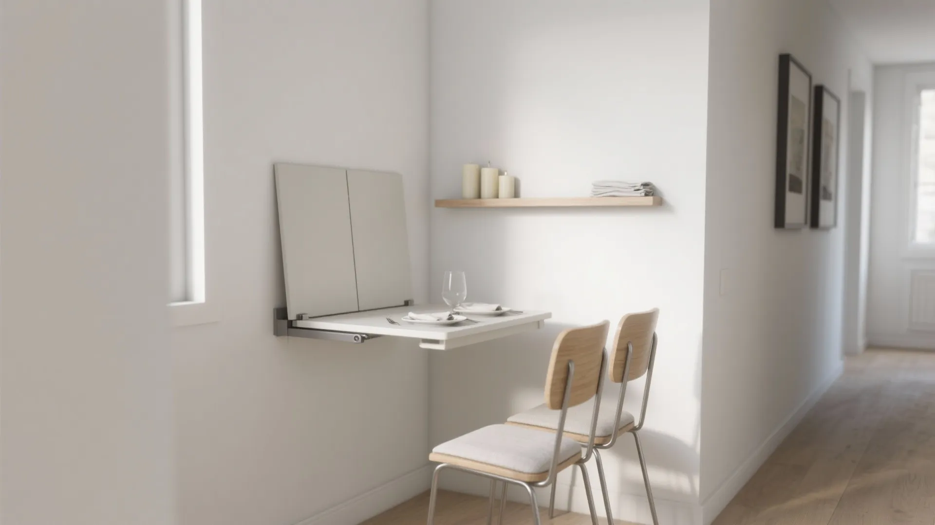 Minimalist drop-leaf dining nook