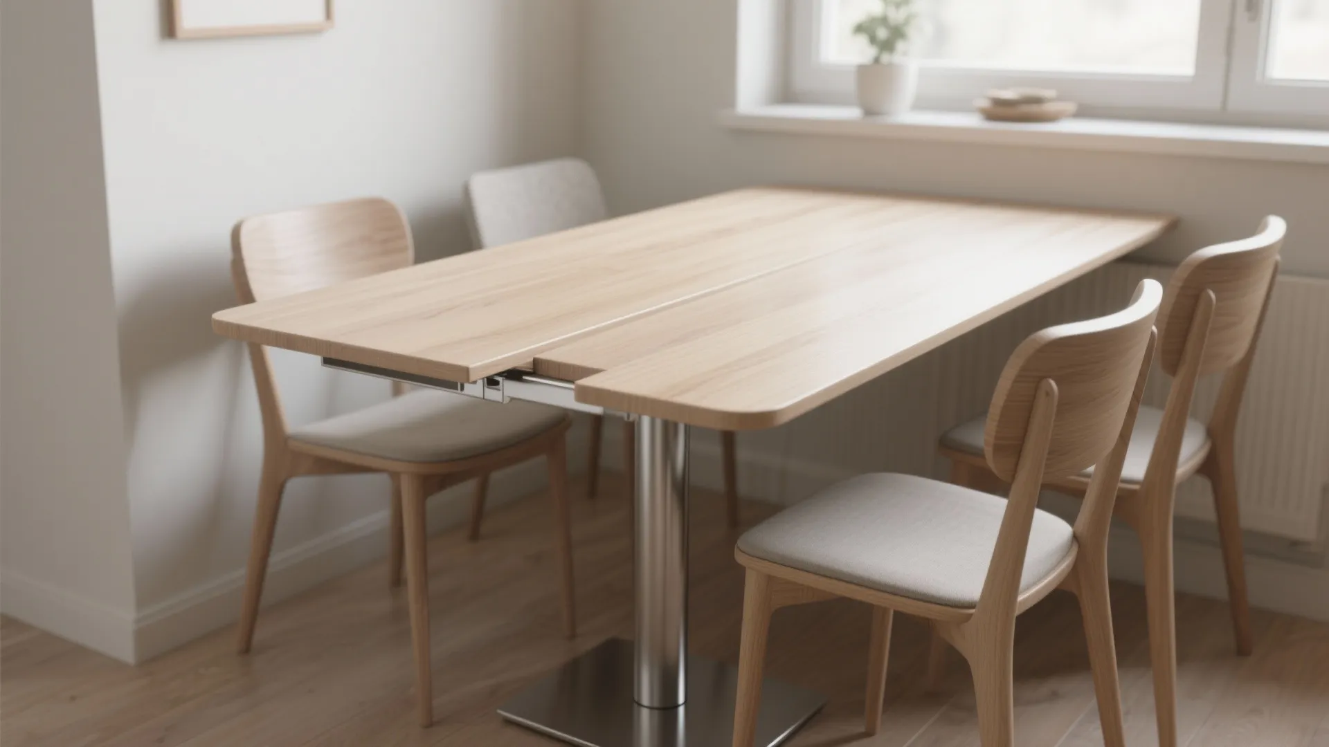 2. Drop-Leaf Pedestal Table: Compact with Presence