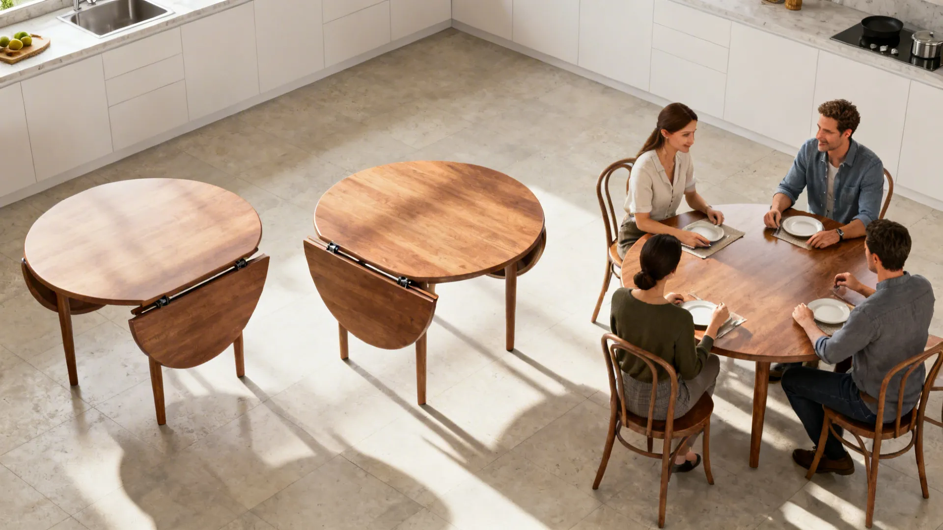 2. Convertible drop-leaf round table