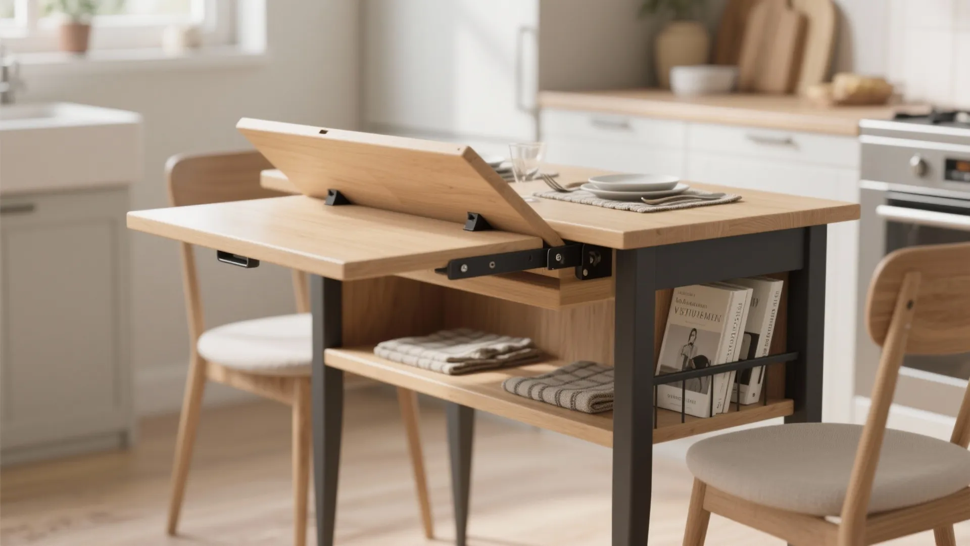 1. Drop-leaf table with under-shelf