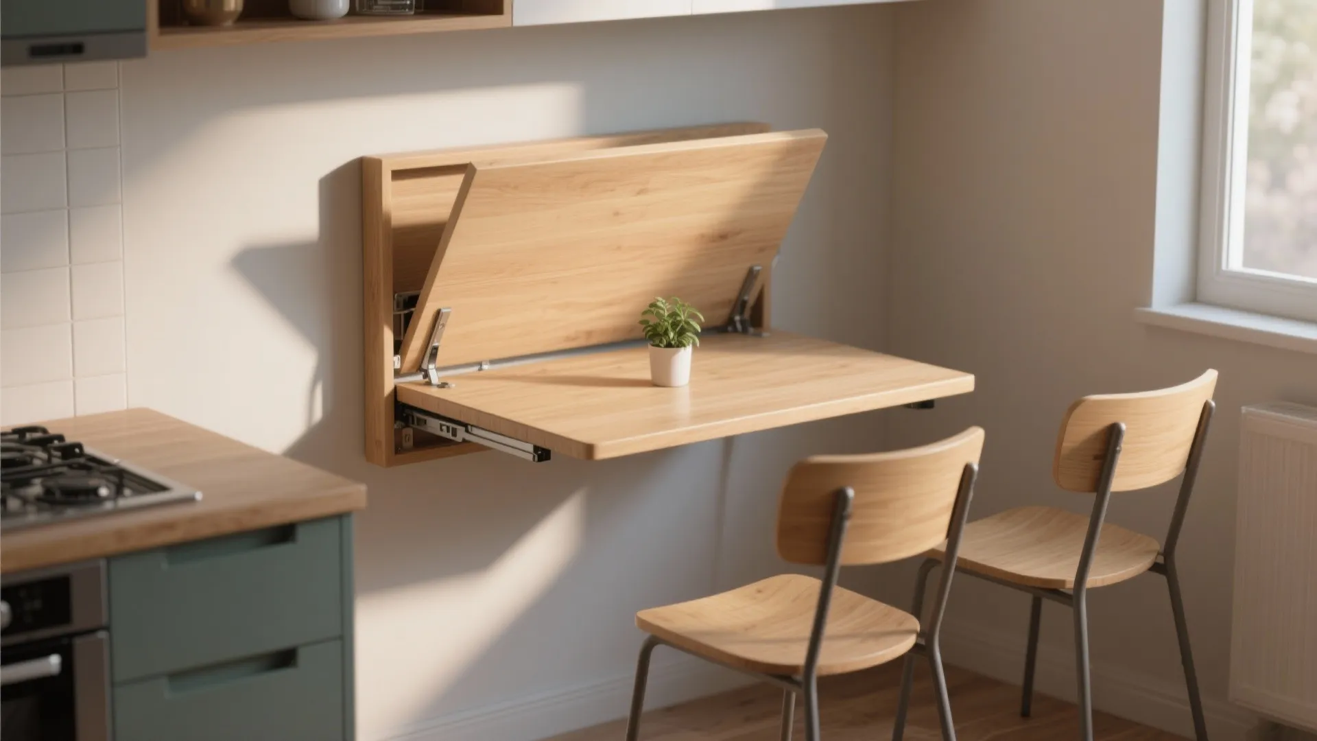 1. Wall-mounted drop-leaf table