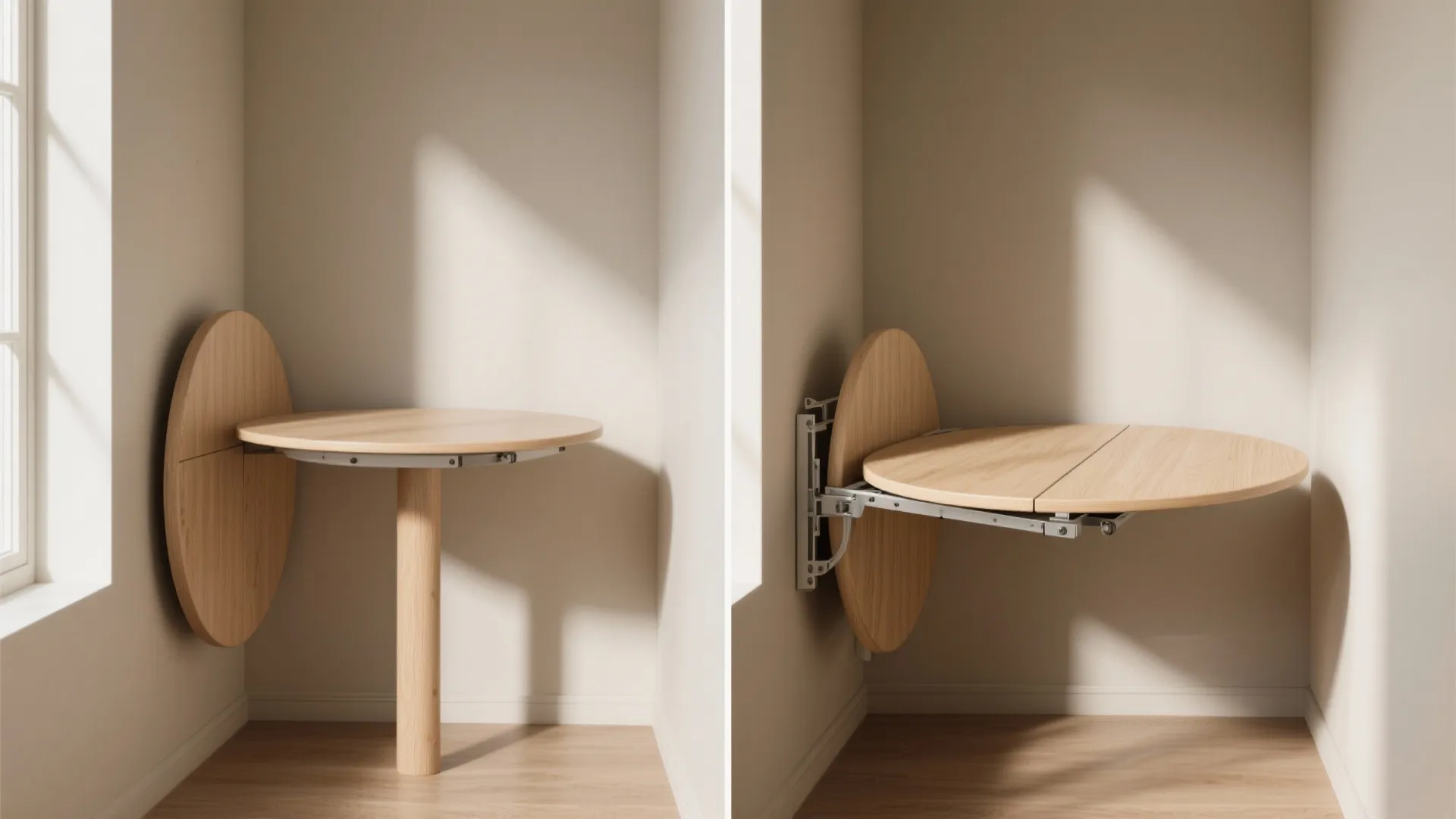 1. Wall-Mounted Drop-Leaf Round Table