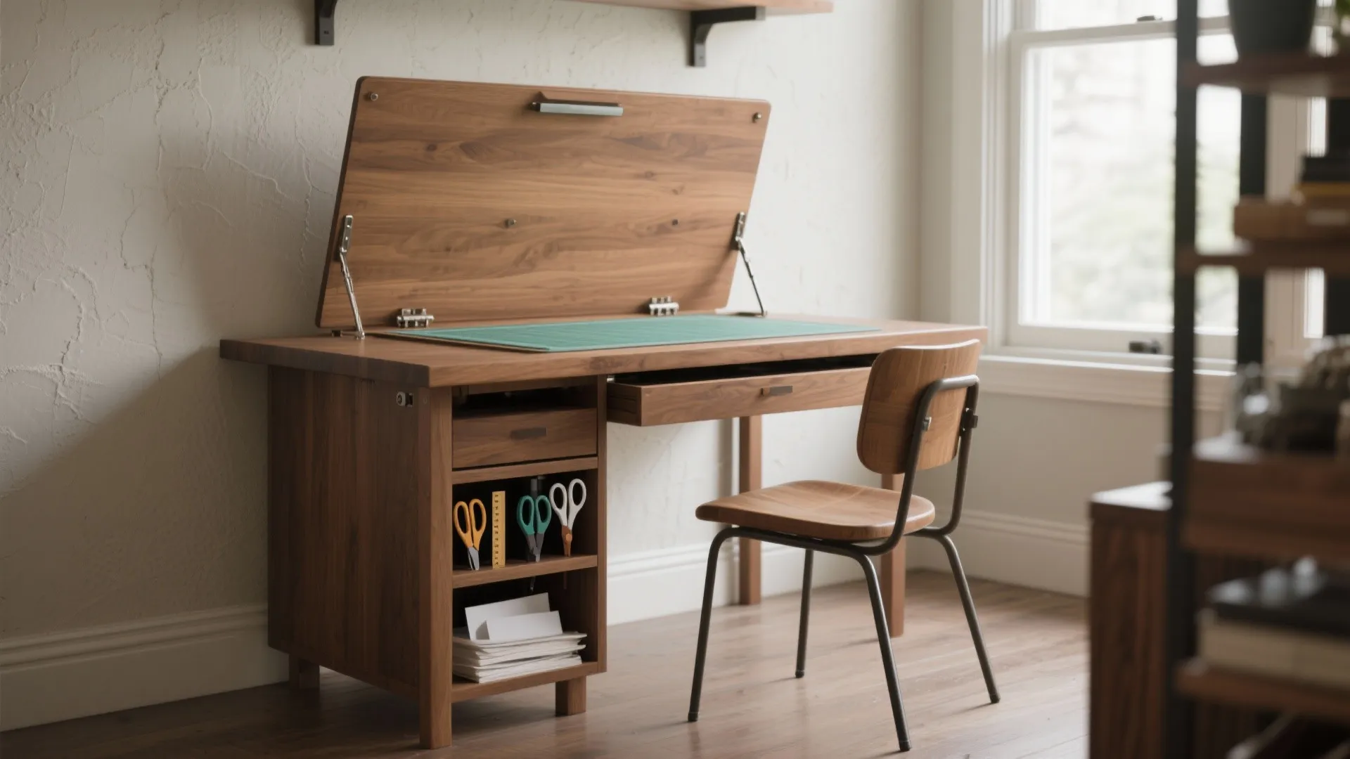 3. Drop-leaf table with built-in organizers