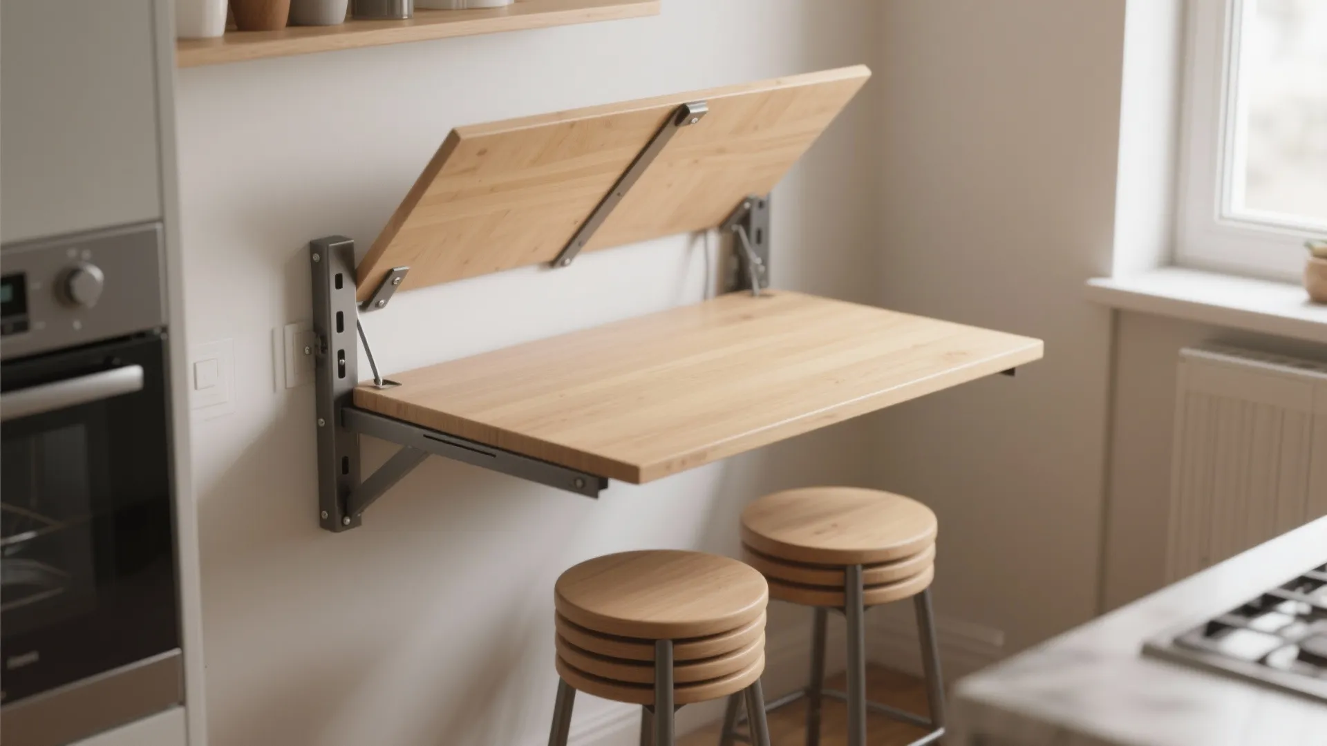 1. Wall-mounted drop-leaf table