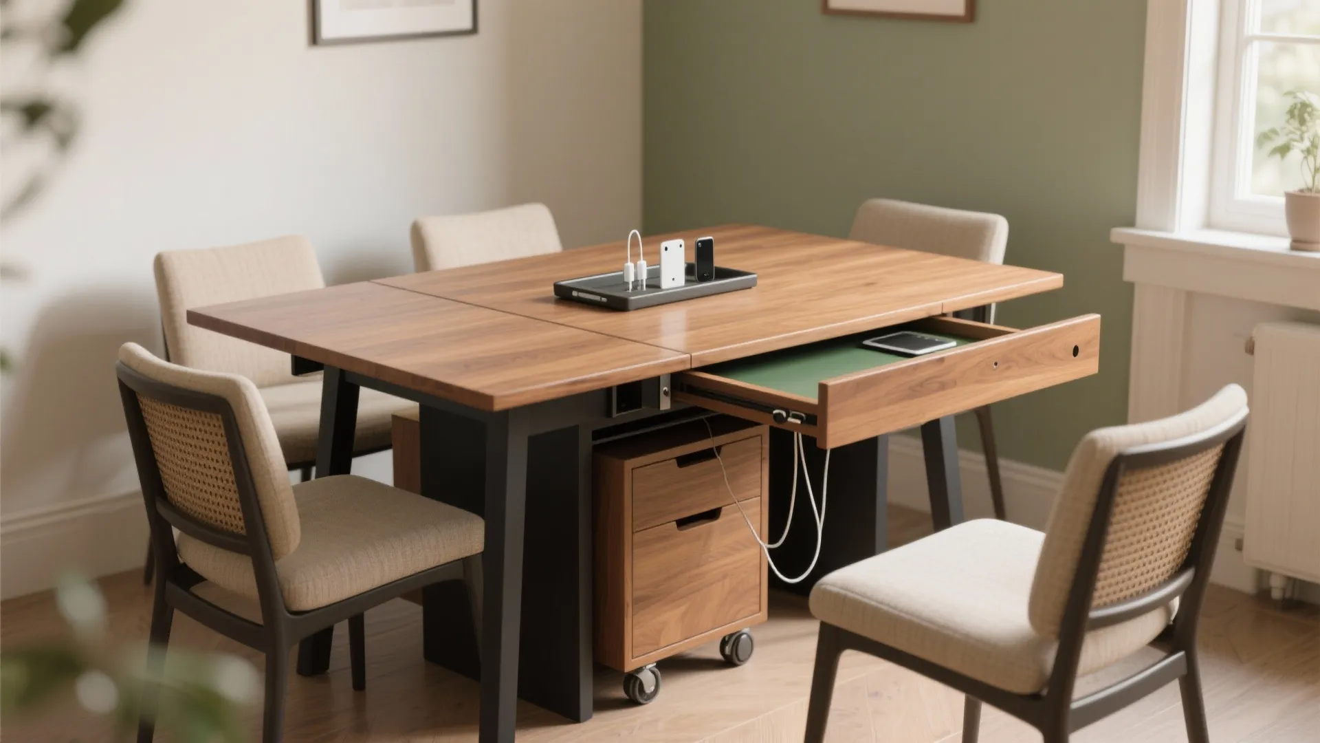 1. Dual-purpose drop-leaf table