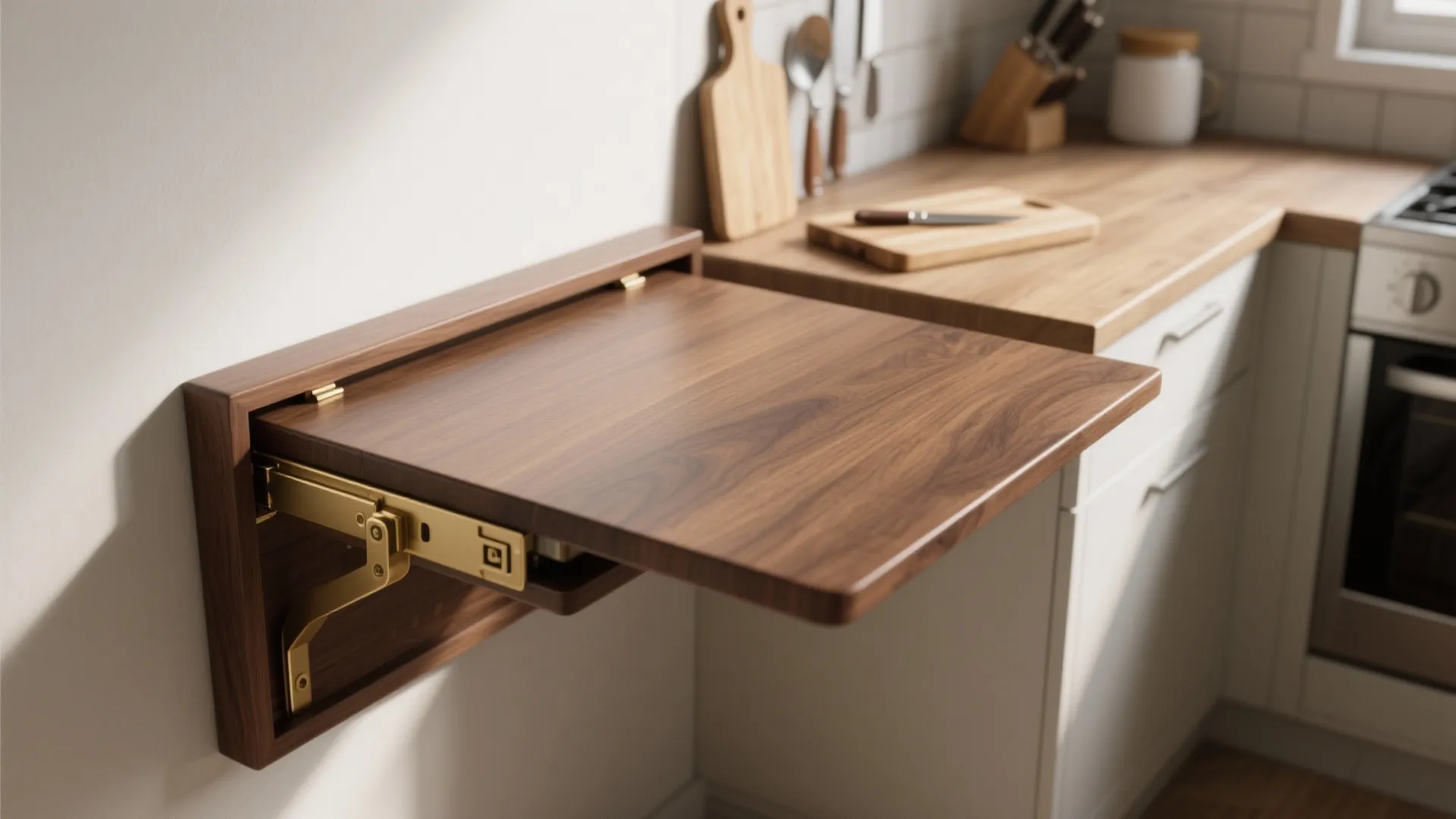 1. Drop-leaf table against the wall