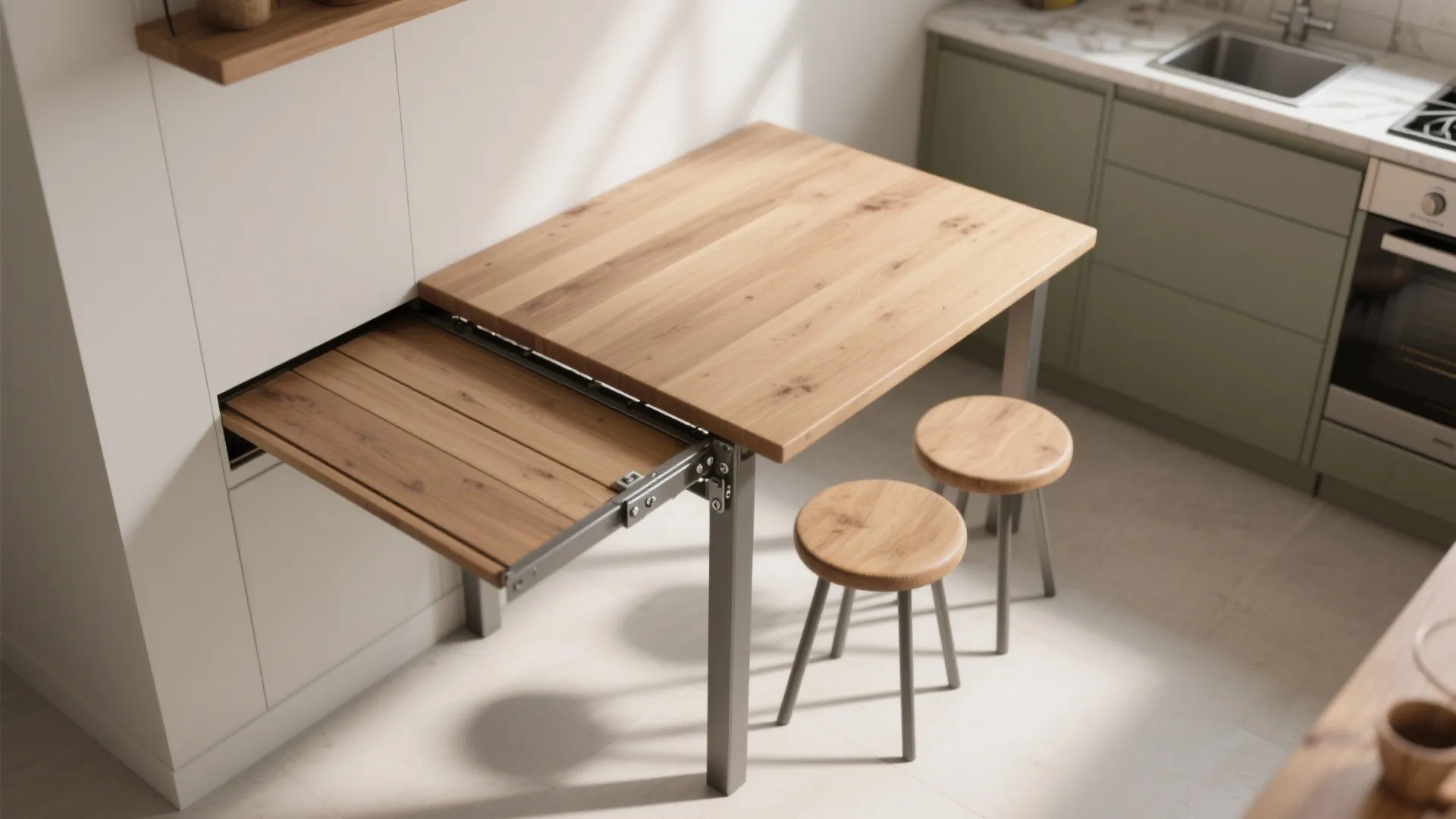 3. Drop-leaf butcher block for micro-kitchens