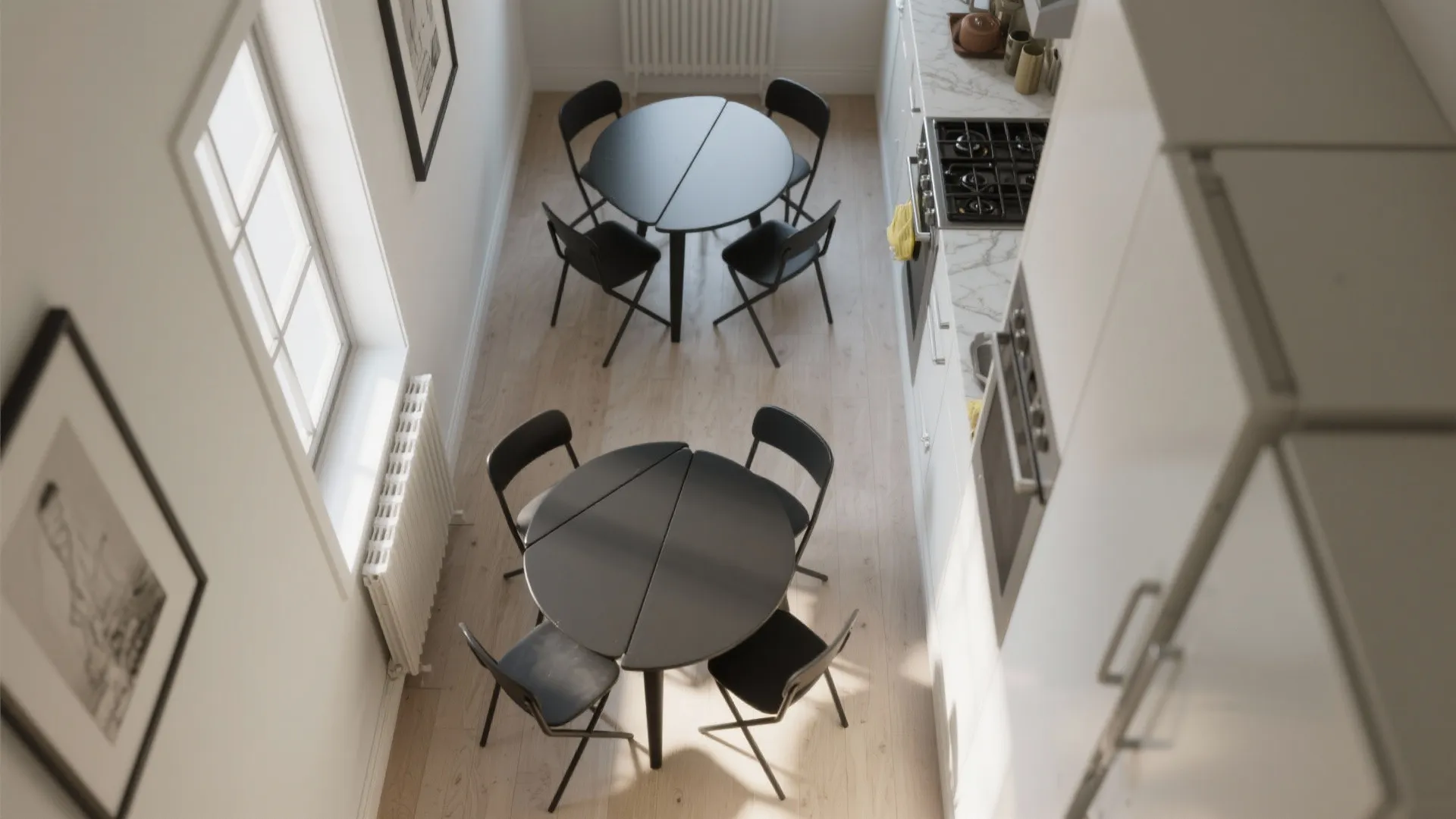 3. Drop-leaf round black table for flexible footprints