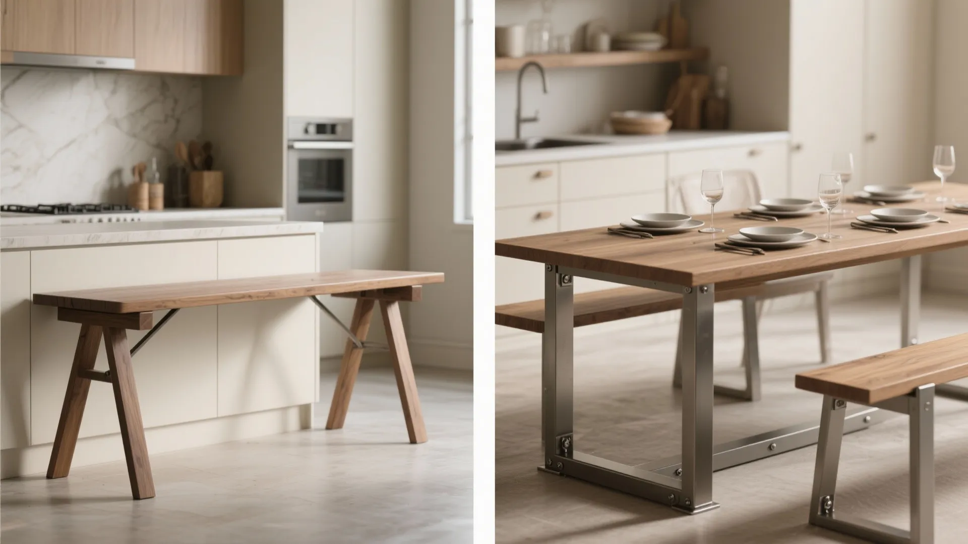 2. Drop-leaf or extendable trestle — compact when you need it