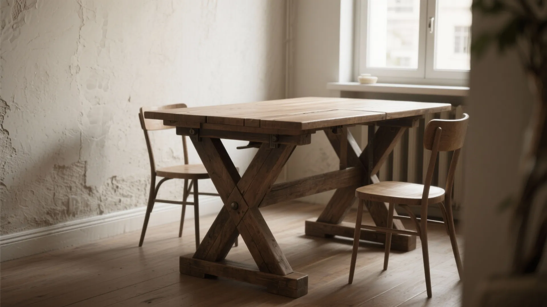2. Drop-leaf trestle table