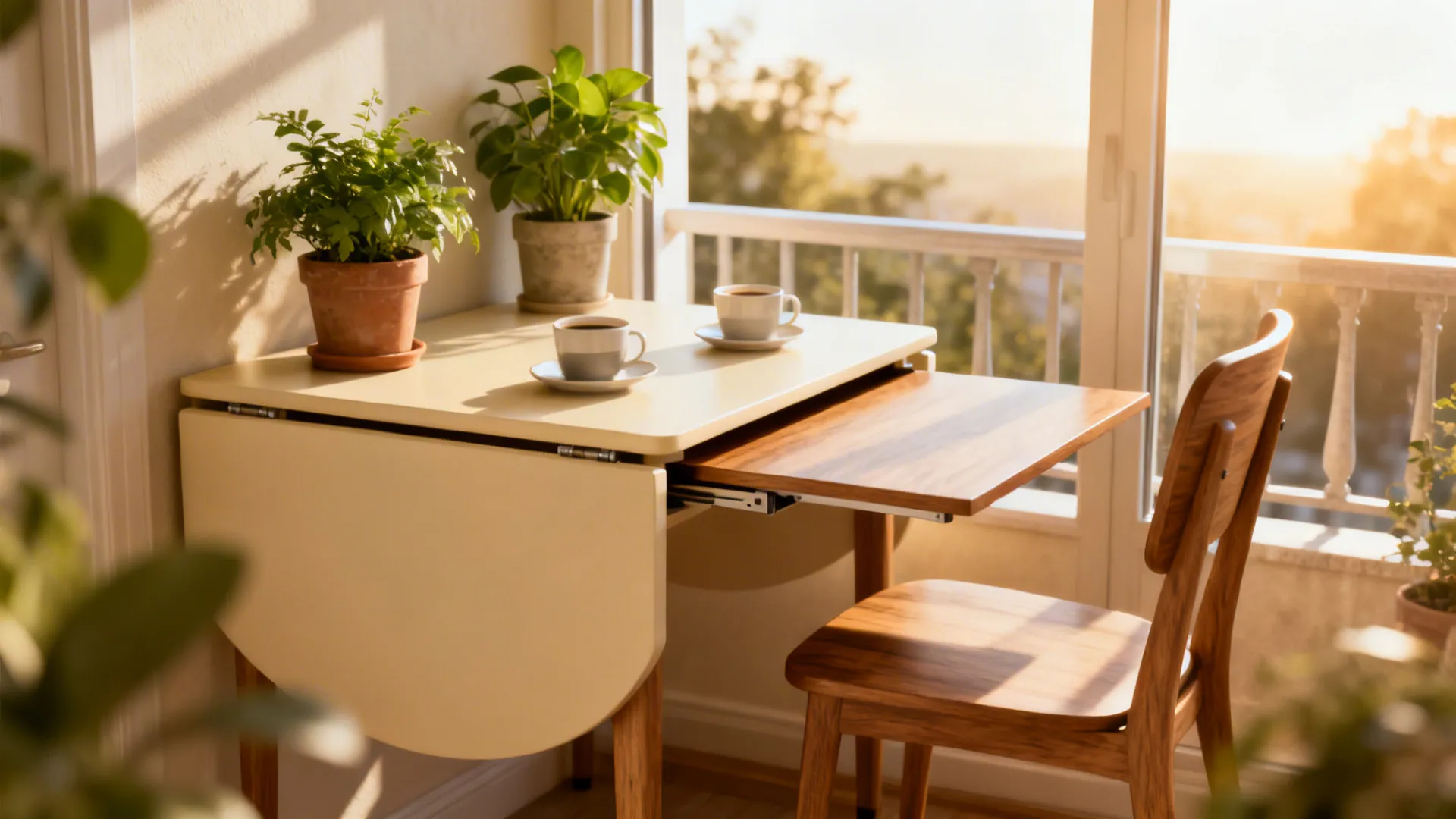 4. Drop-leaf table near a window or balcony