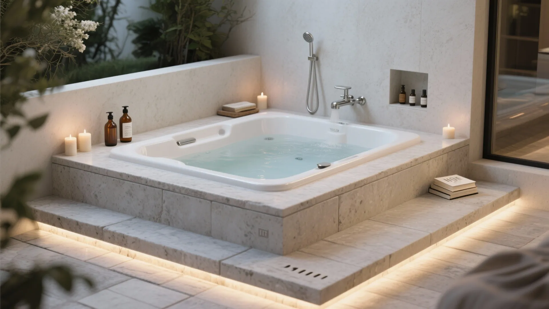 2) Drop-In Jacuzzi With Stone Deck
