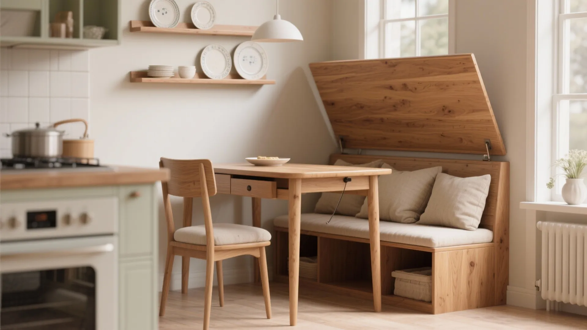 3. Drop-Leaf with Storage Bench