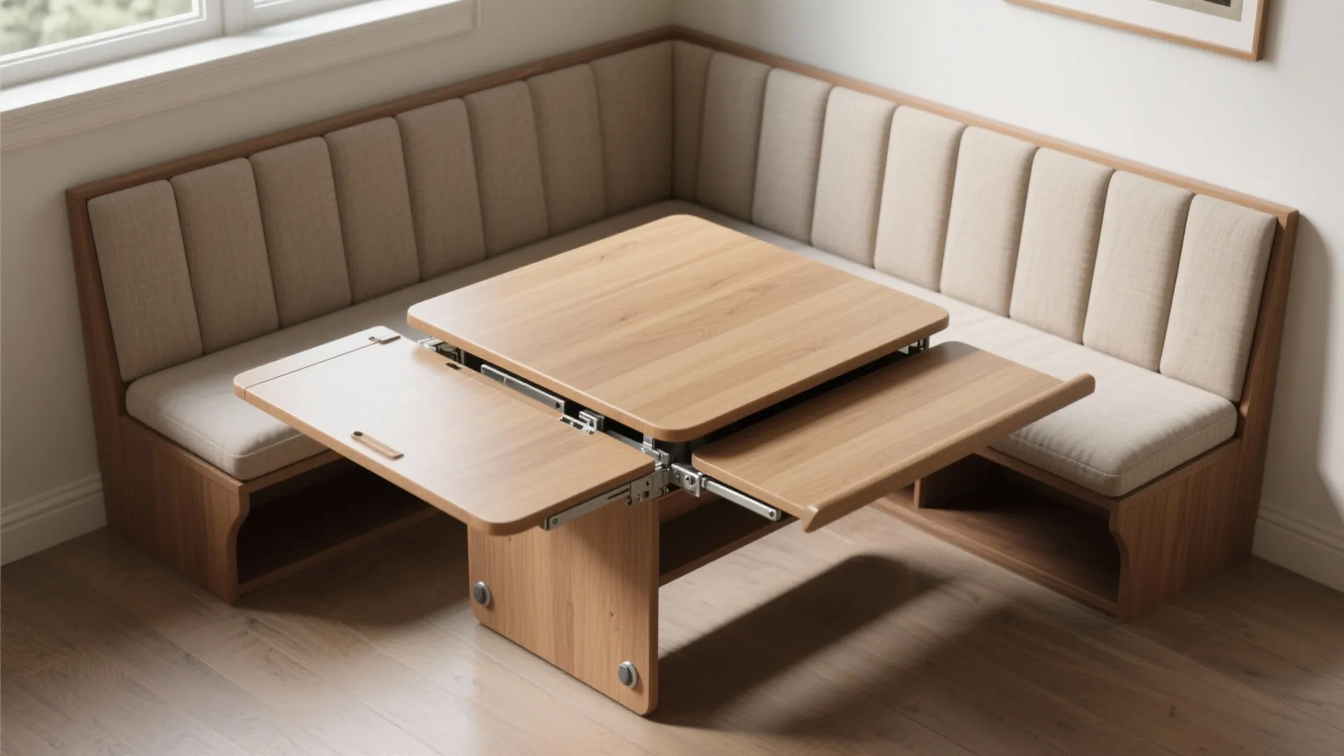 4. Drop-leaf or foldaway table with fixed bench