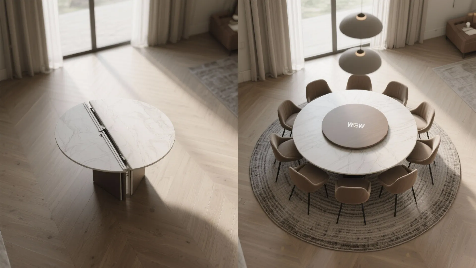 3. Drop-leaf round table for variable needs