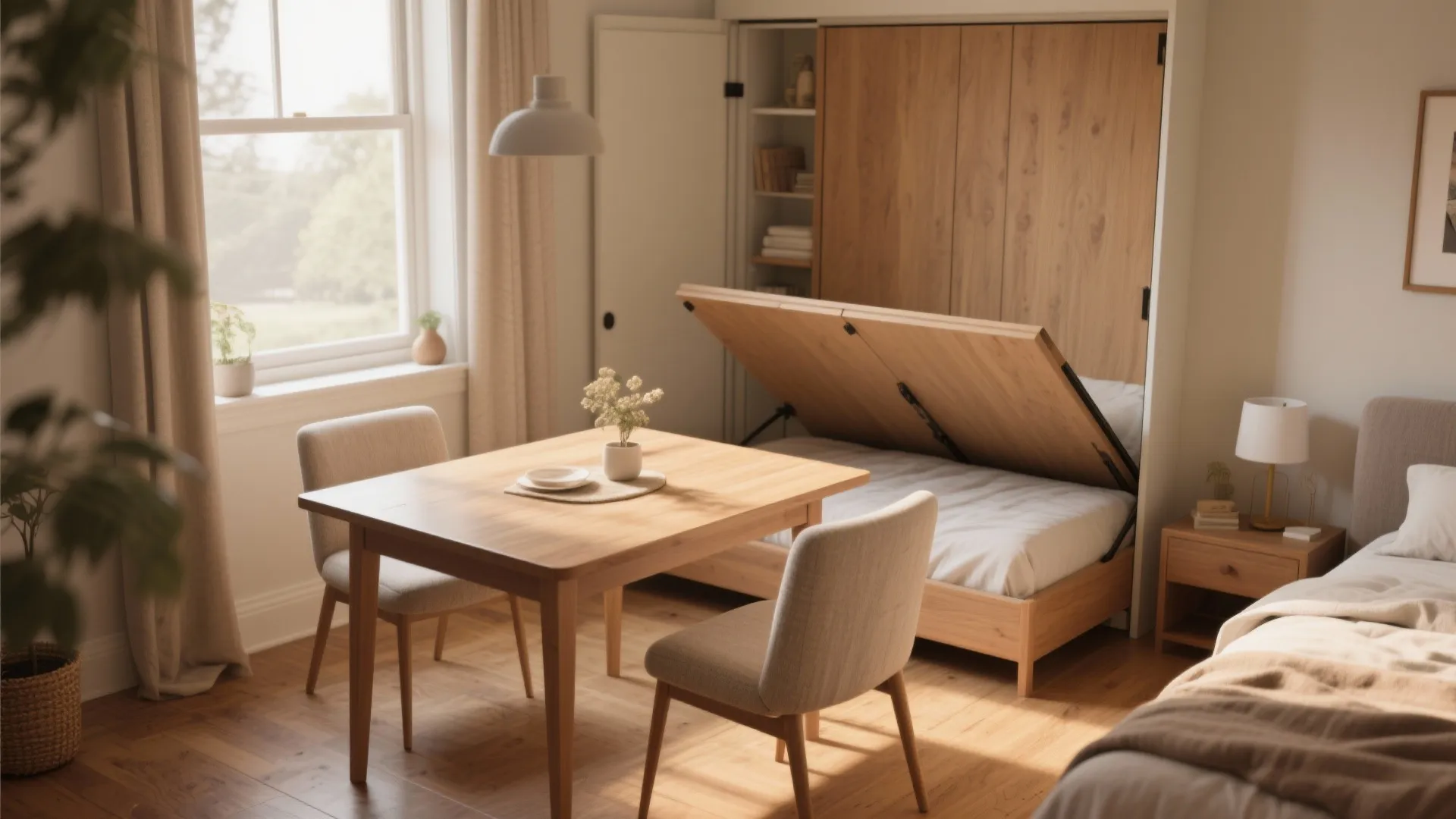 3. Drop-leaf table with fold-out bed frame