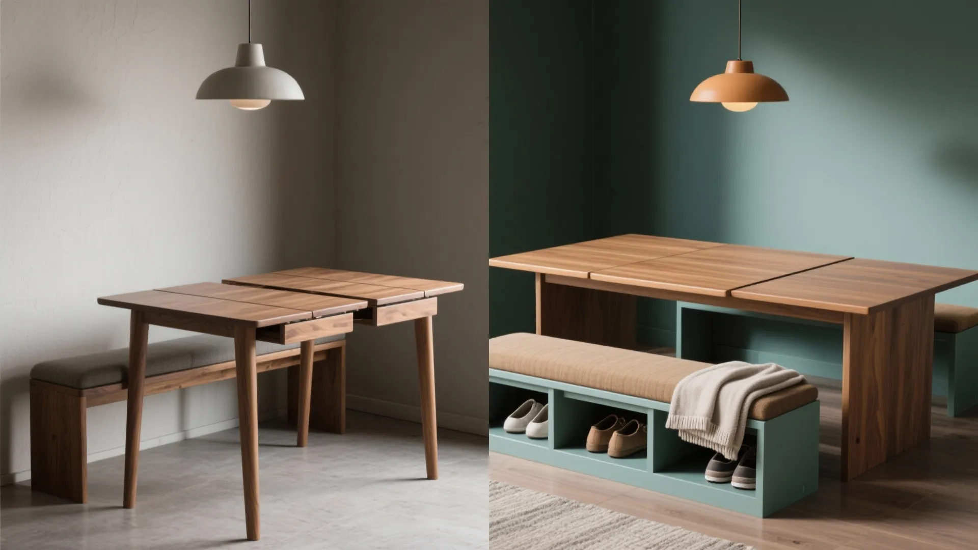 4. Drop-leaf table with under-bench storage