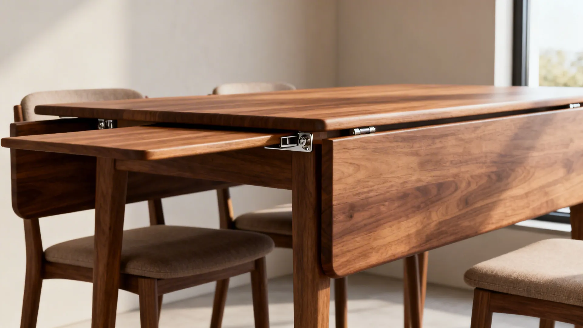 1. Drop-leaf table with slim chairs