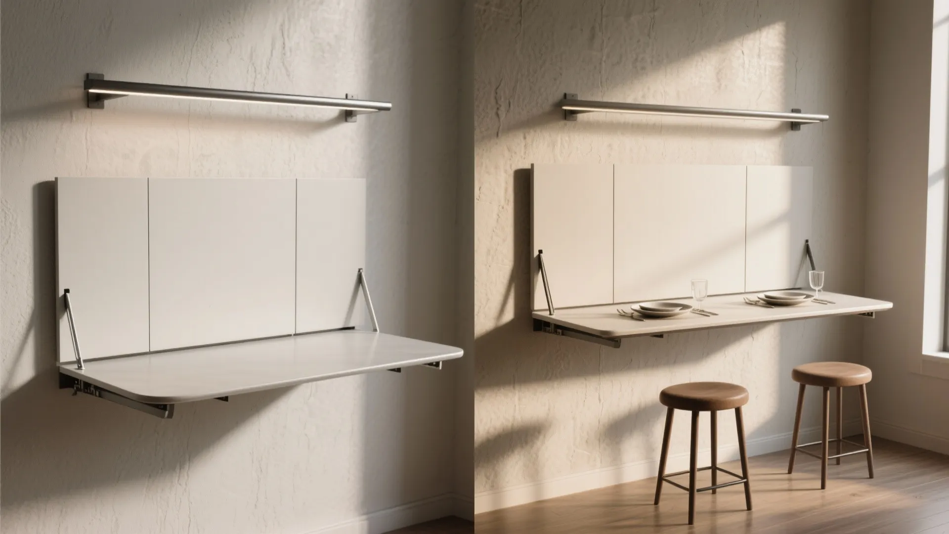 3. Fold-down or drop-leaf table for tight footprints