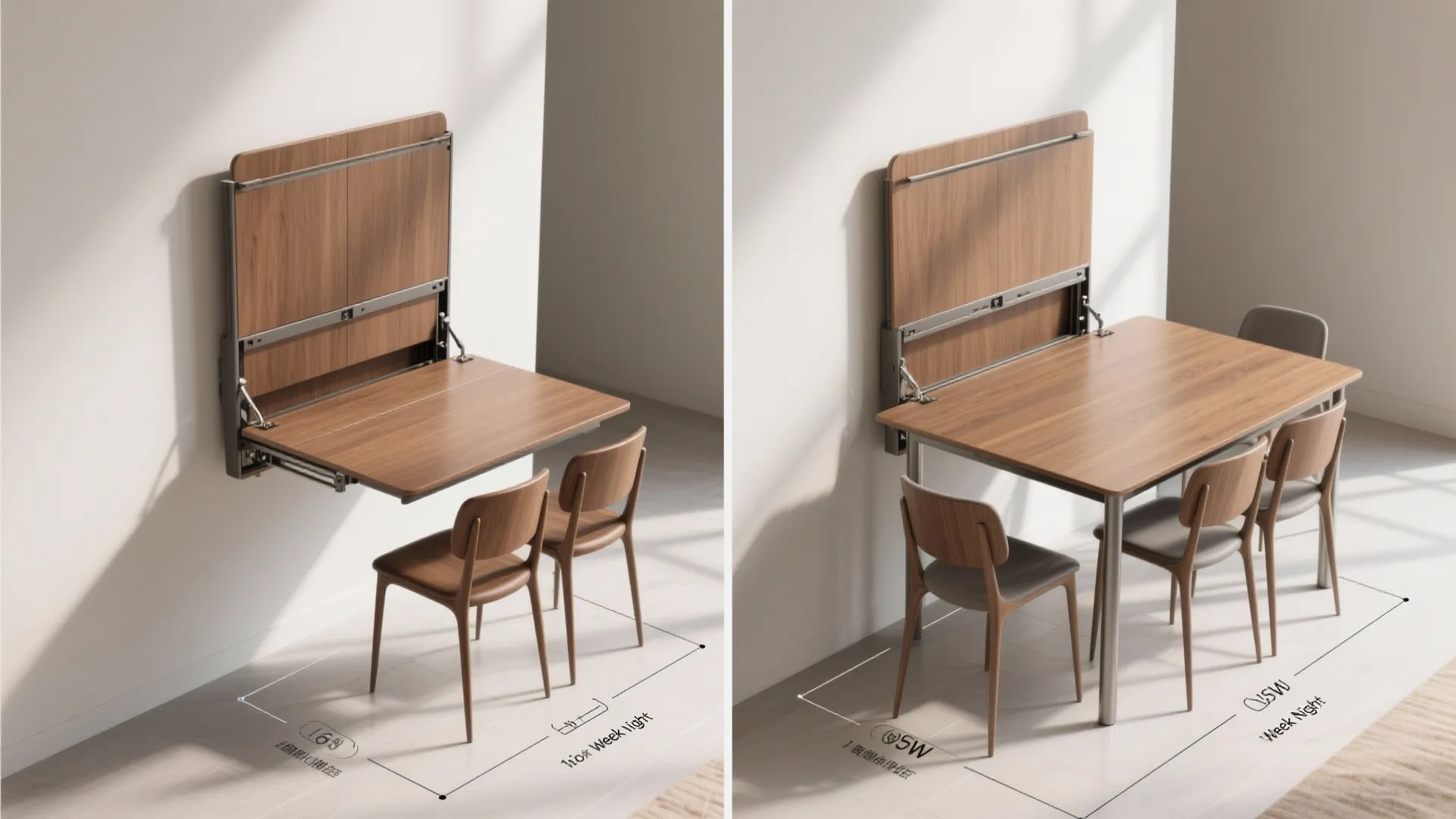 2. Foldable and extendable tables