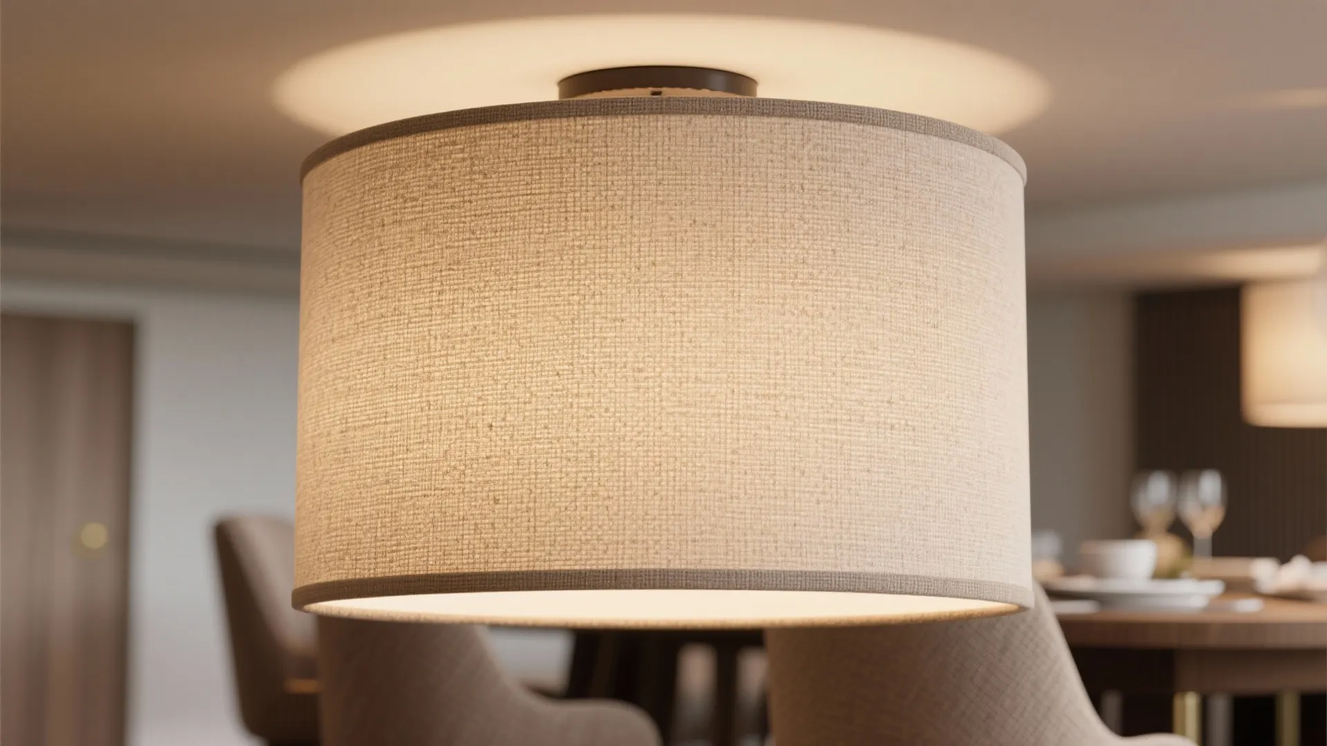 3. Drum-Style Flush Mount with Fabric Shade