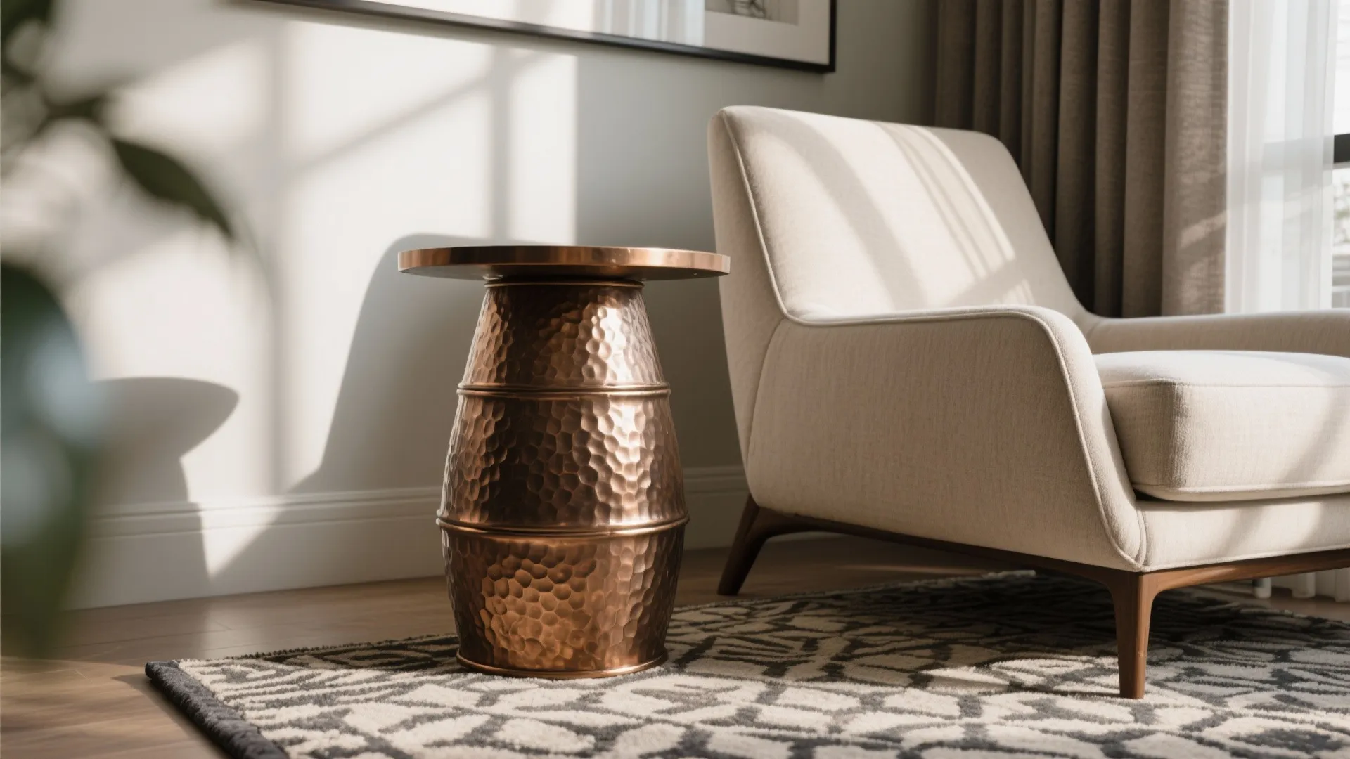 8. Drum-Shaped Accent Table