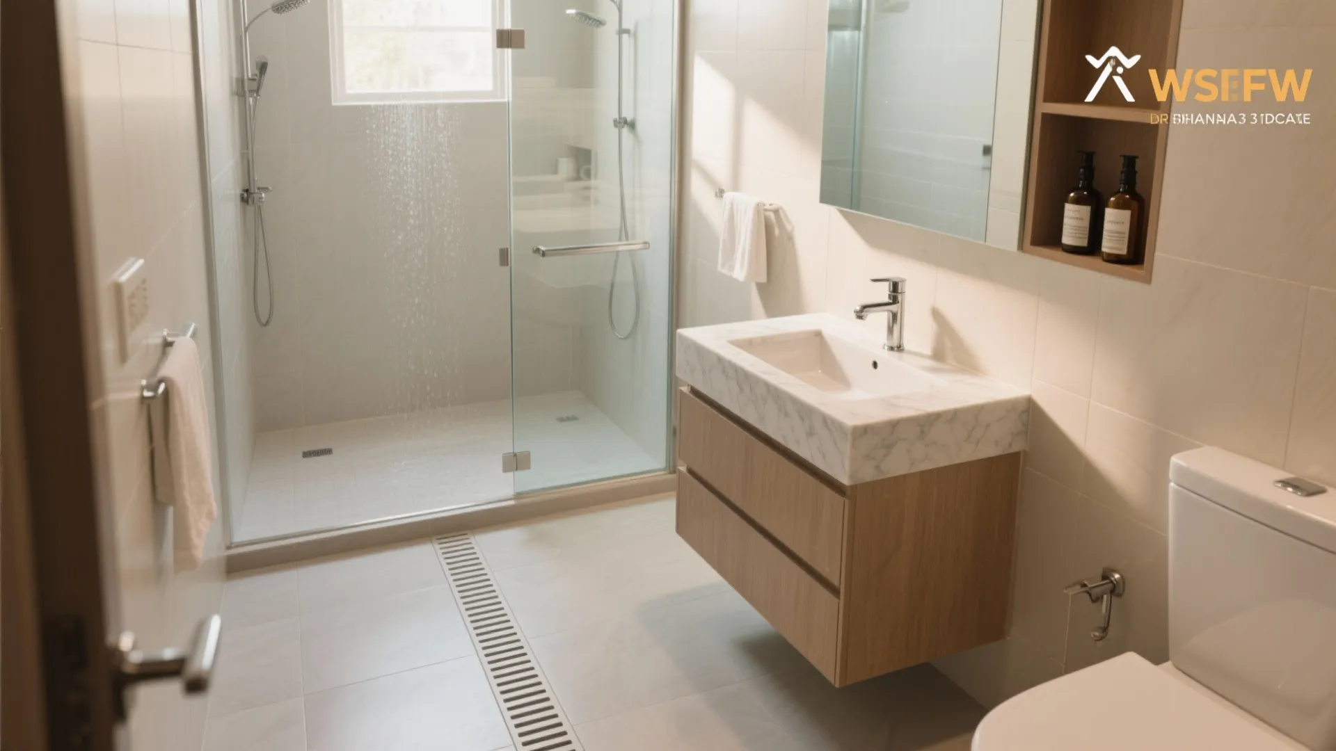 Bathrooms that stay dry and easy to clean