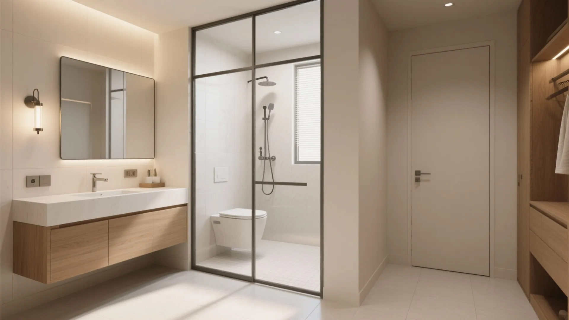 Two-and-a-half bath zoning with dry–wet separation