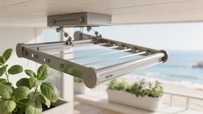 Smart Ceiling-Mounted Drying Rack for Balcony Spaces