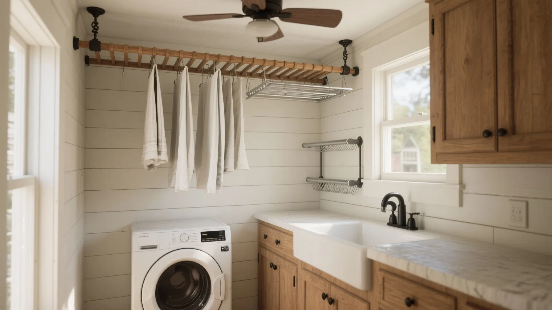 Drying Solutions: Ceiling Pulley, Fold-Down Rack, or Rod