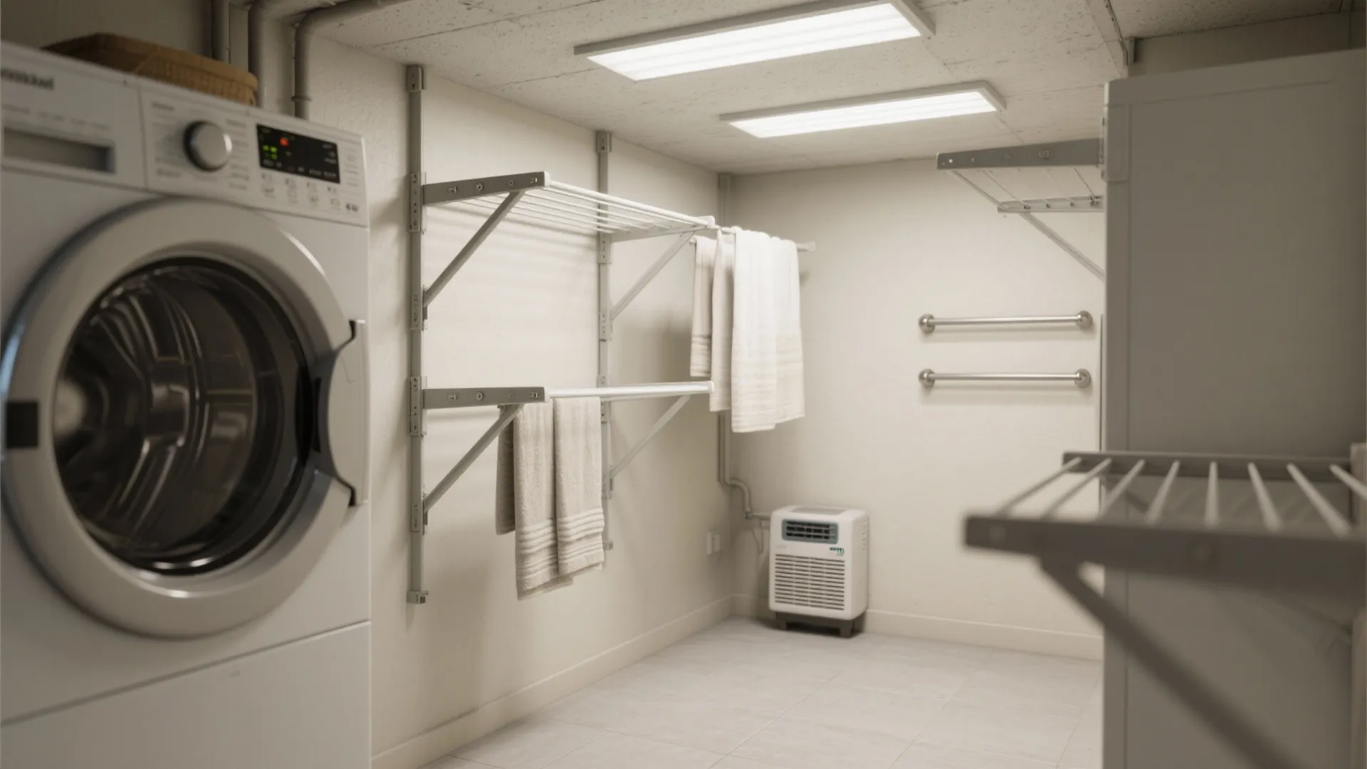 2. Drying Zone: Retractable racks and heated bars