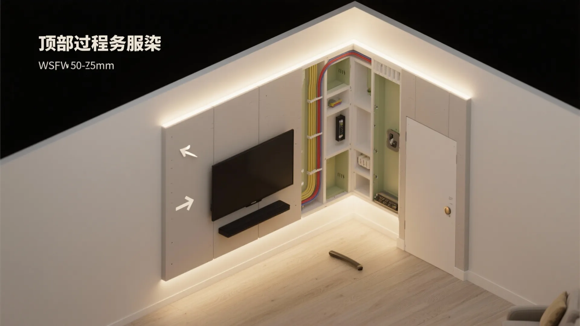 Built-Out Drywall Feature Walls for Lighting and Wiring