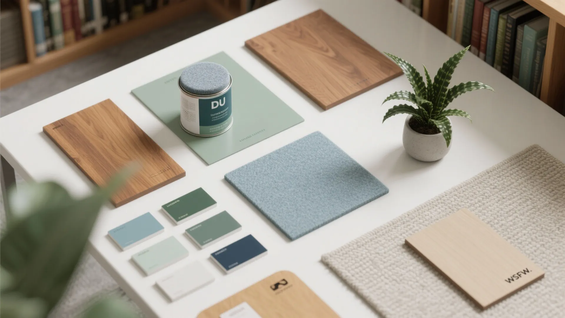 Calm color, natural materials, and a touch of green