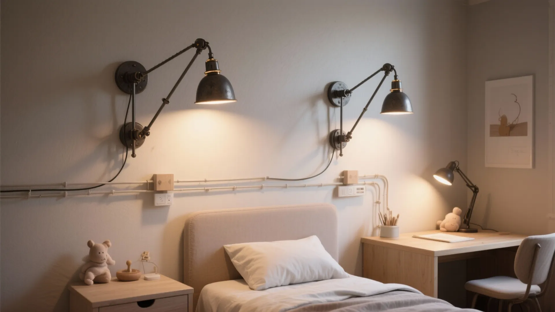 5. Adjustable dual-arm sconces for shared spaces